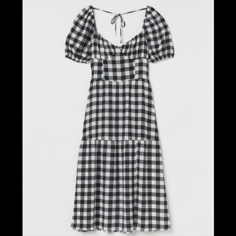 H&M NWT Crêped Gingham Summer Midi dress